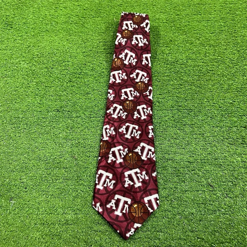 Vintage Texas A&M‎ Team Issue Tie Aggie Basketball Coach Signed Tony Barone 1995